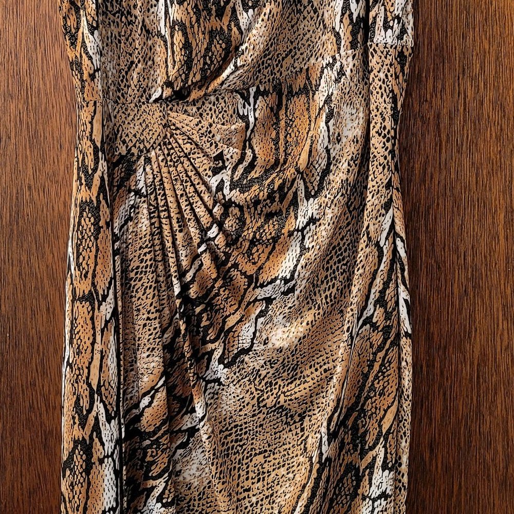 CONNECTED APPAREL Vintage Leopard faux wrap dress - size 12/10  With Scoop Neck